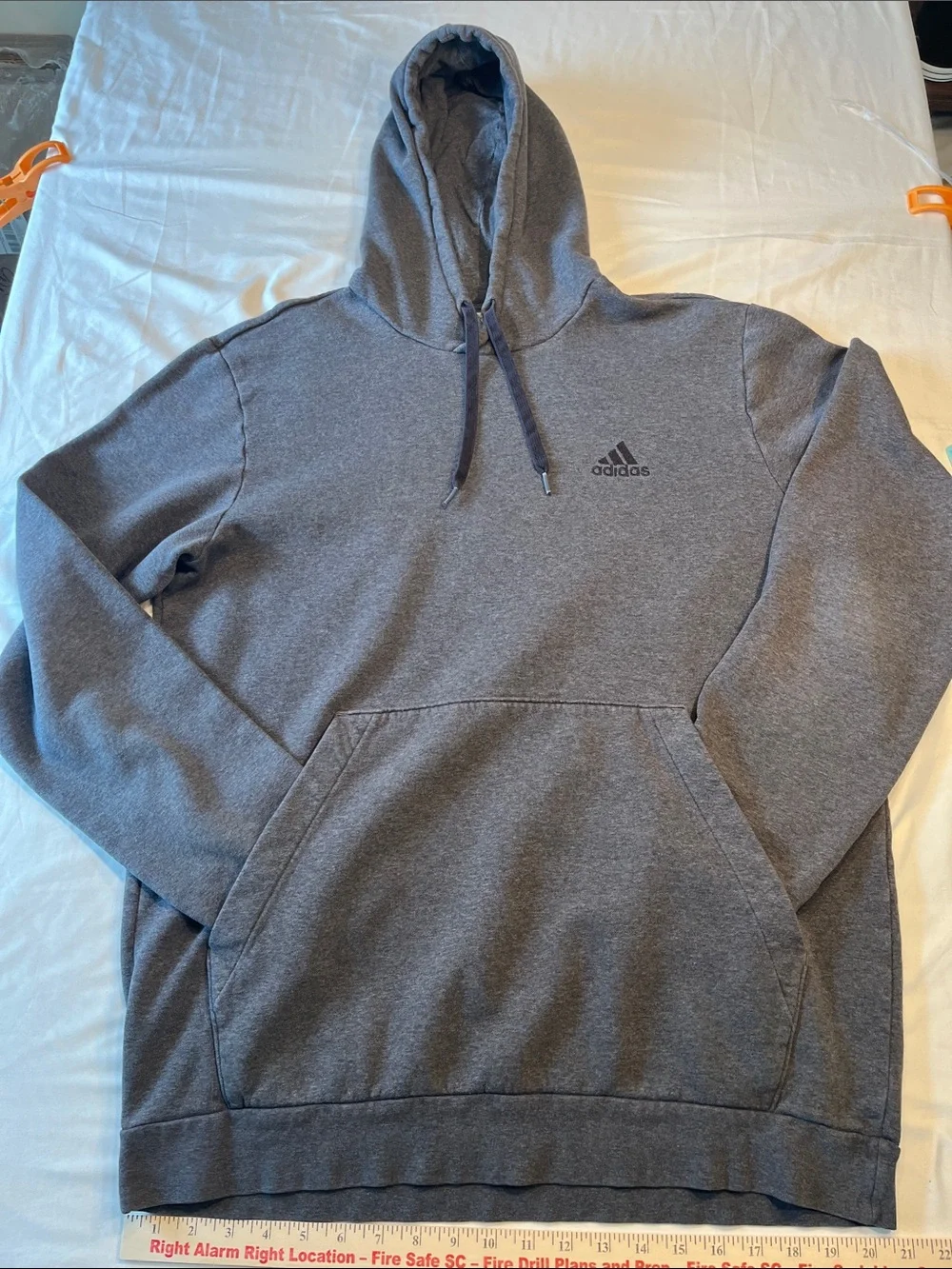 Adidas Mens XLT Gray Pullover Hoodie Extra Large Tall Logo Sweatshirt